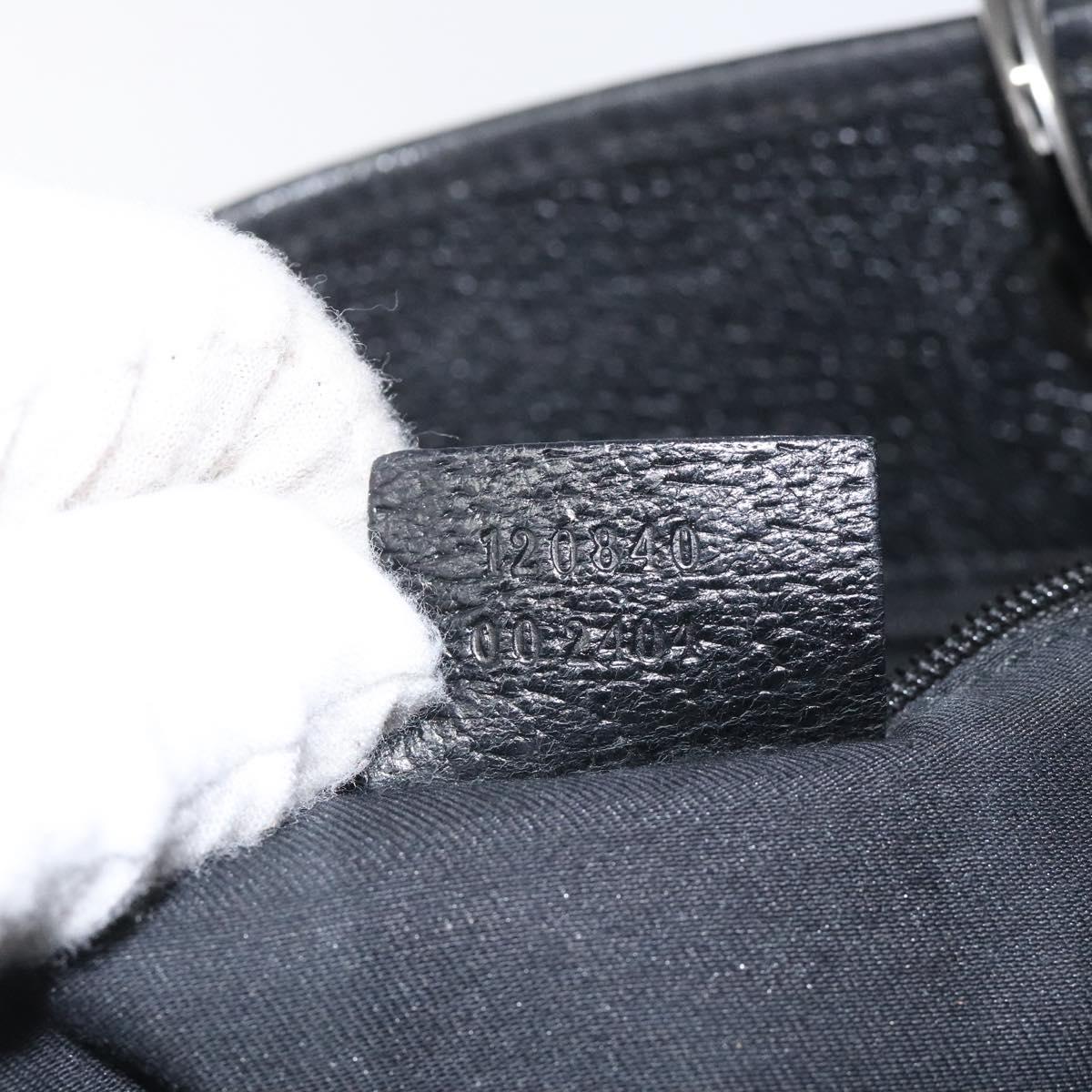 GUCCI GG Canvas Tote Bag Black Silver 120840 Auth nb060