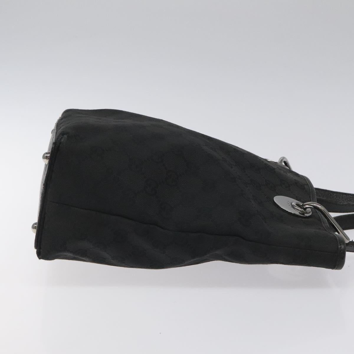 GUCCI GG Canvas Tote Bag Black Silver 120840 Auth nb060