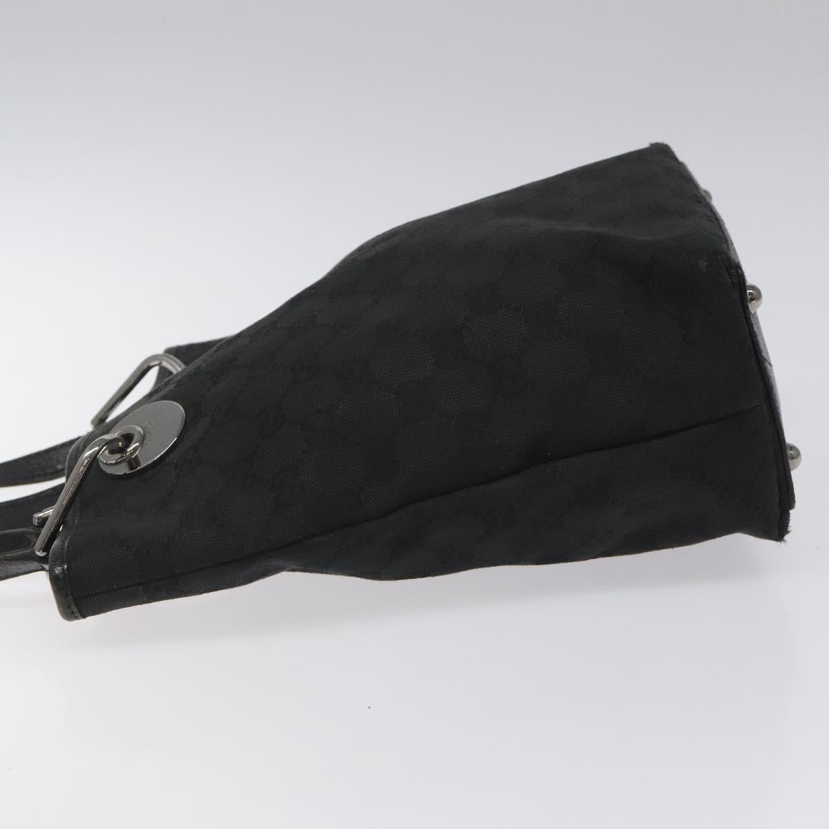 GUCCI GG Canvas Tote Bag Black Silver 120840 Auth nb060