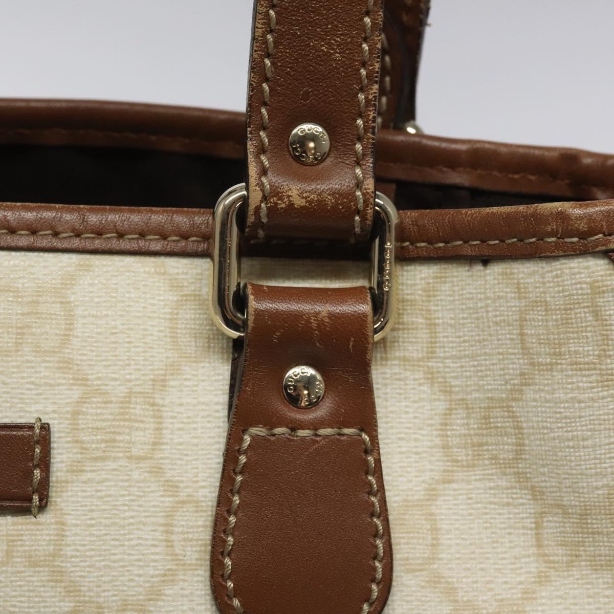 GUCCI GG Supreme Tote Bag PVC Gold White 189897 Auth nb065
