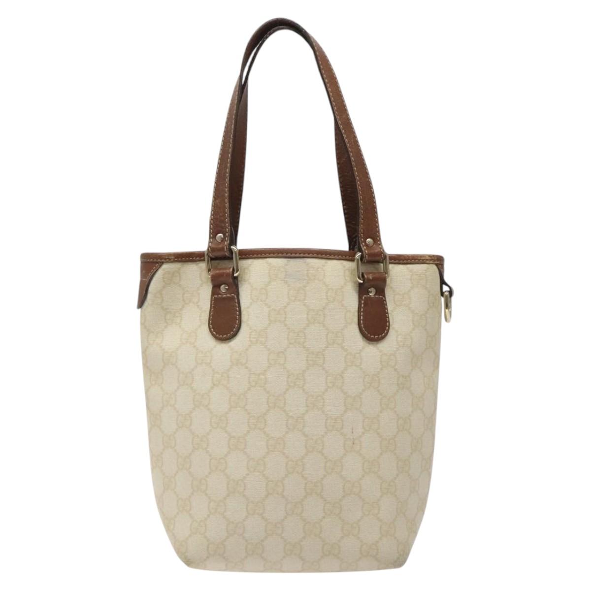 GUCCI GG Supreme Tote Bag PVC Gold White 189897 Auth nb065