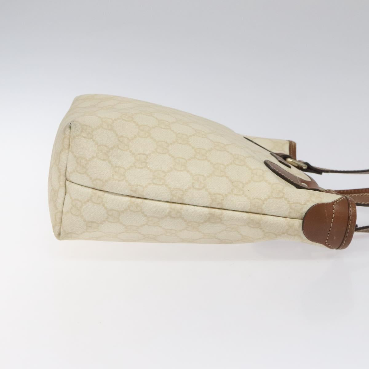 GUCCI GG Supreme Tote Bag PVC Gold White 189897 Auth nb065