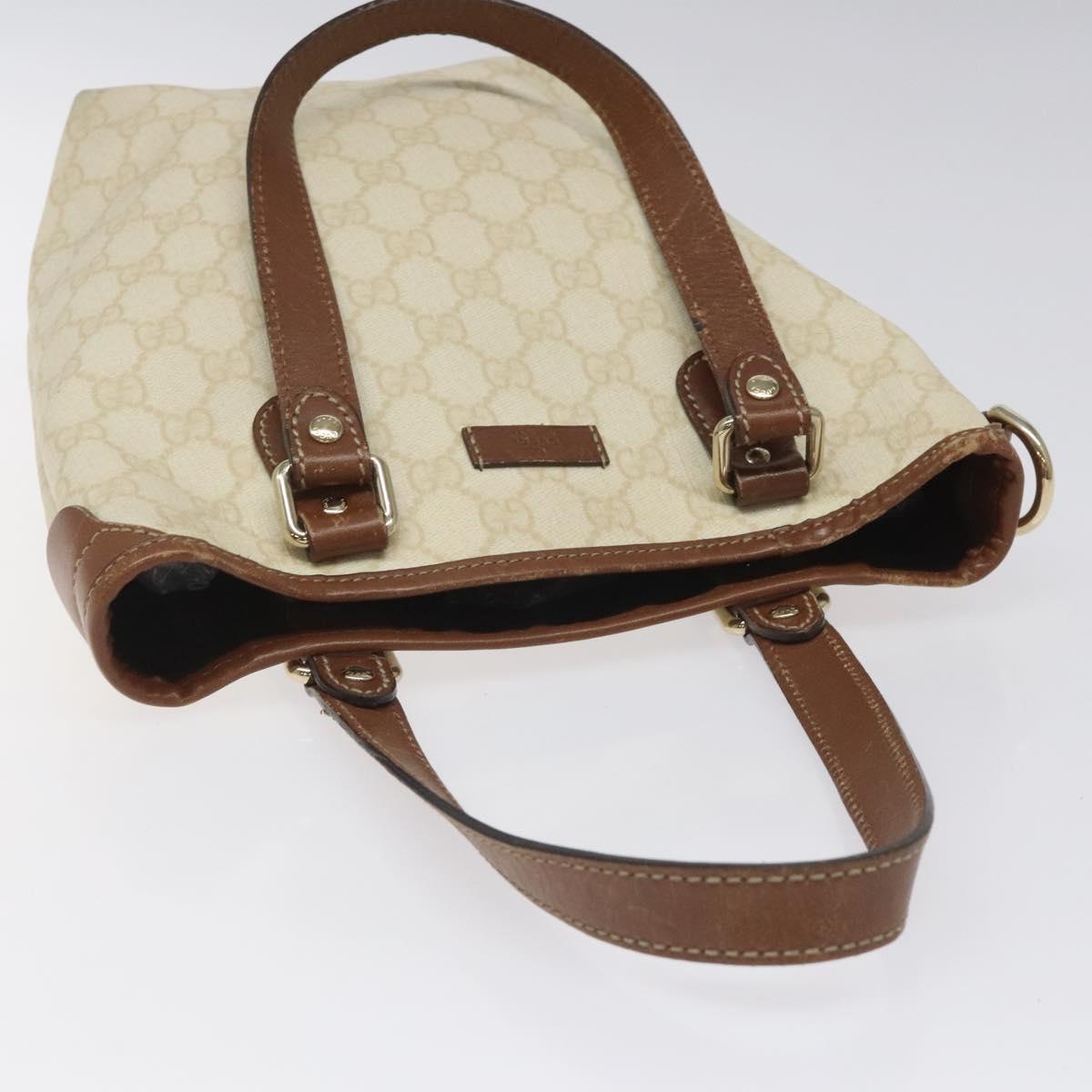 GUCCI GG Supreme Tote Bag PVC Gold White 189897 Auth nb065