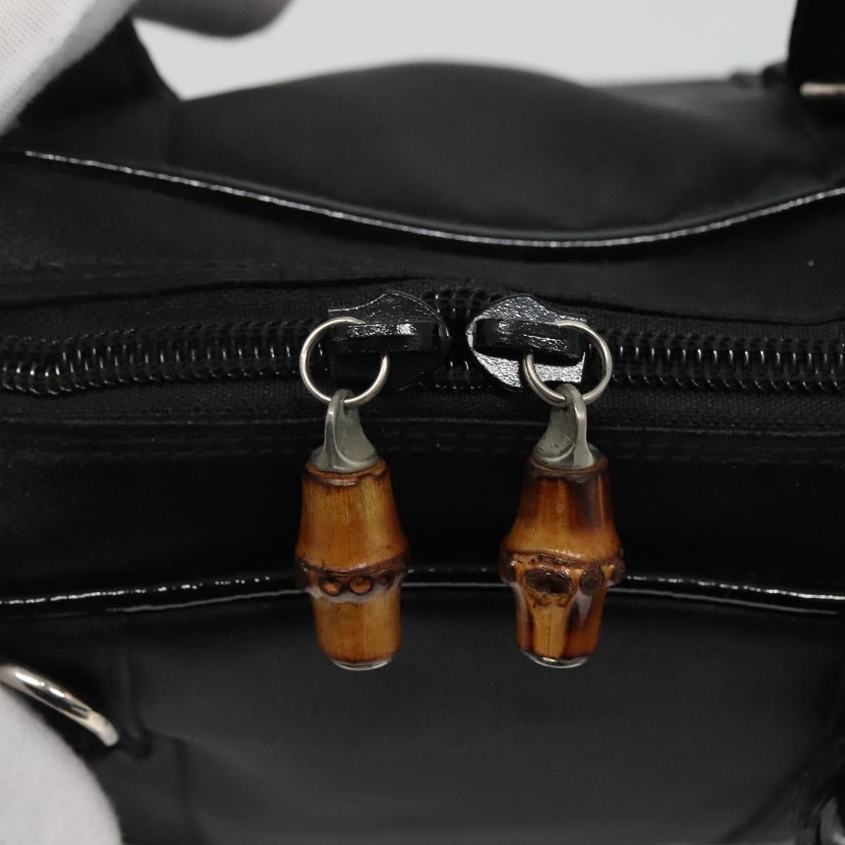 GUCCI Bamboo Hand Bag Nylon Black Auth nb074