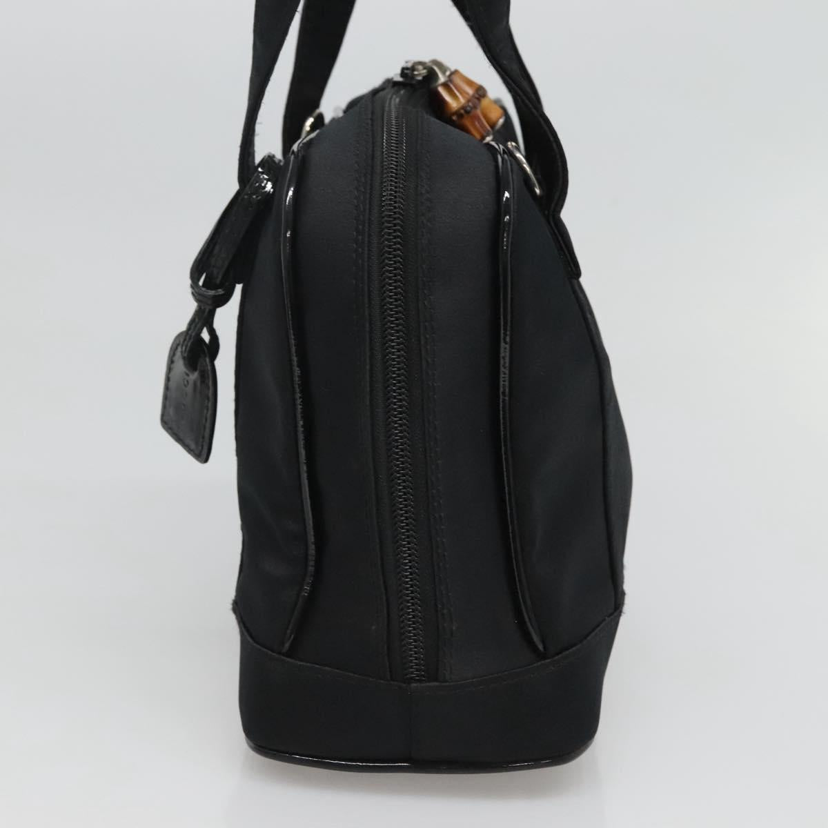 GUCCI Bamboo Hand Bag Nylon Black Auth nb074