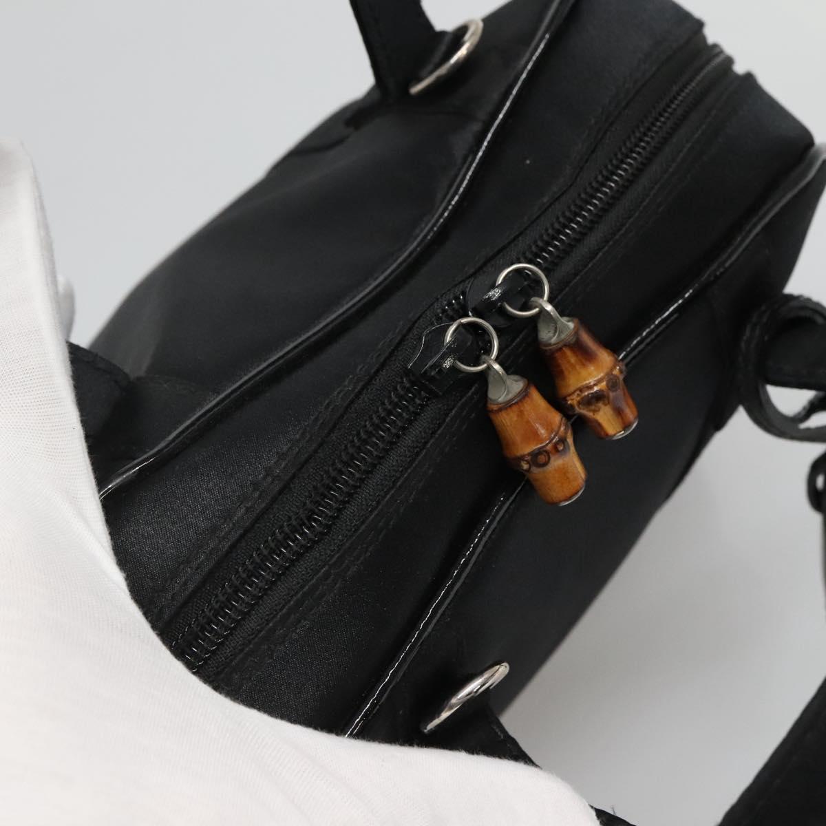 GUCCI Bamboo Hand Bag Nylon Black Auth nb074