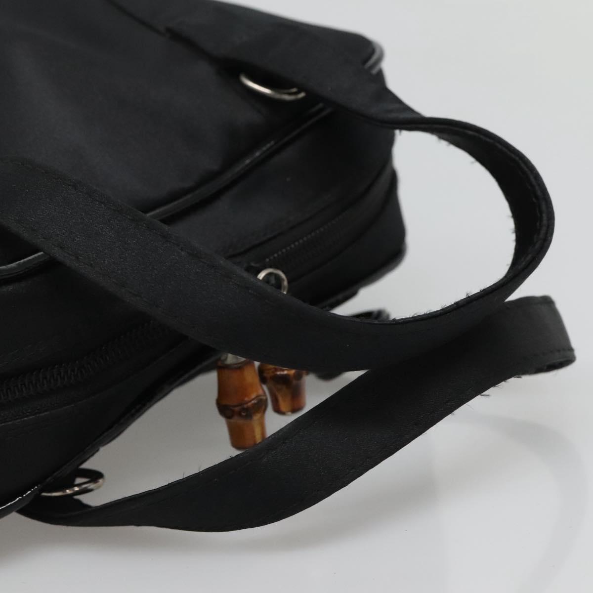 GUCCI Bamboo Hand Bag Nylon Black Auth nb074
