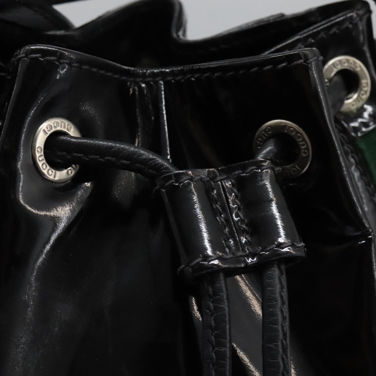 GUCCI Web Sherry Line Shoulder Bag Patent leather Black Green Red Auth nb076