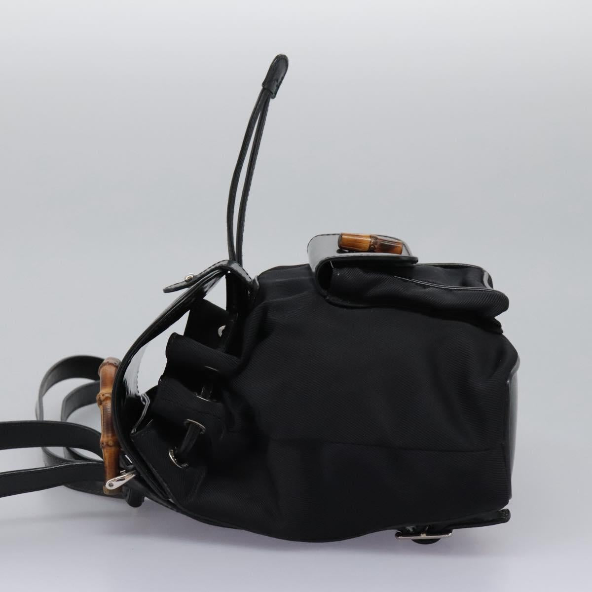 GUCCI Bamboo Backpack Nylon Black 003 1998 0030 Auth nb097