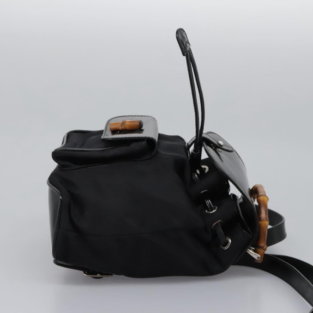 GUCCI Bamboo Backpack Nylon Black 003 1998 0030 Auth nb097