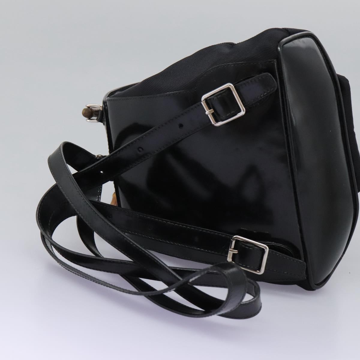 GUCCI Bamboo Backpack Nylon Black 003 1998 0030 Auth nb097