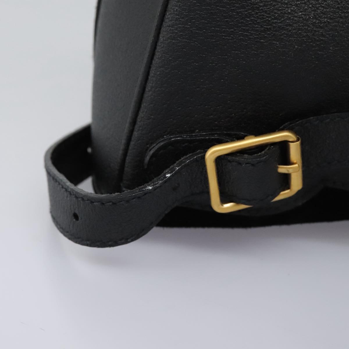 GUCCI Bamboo Backpack Suede Leather Black Gold 003 2058 0030 Auth nb098
