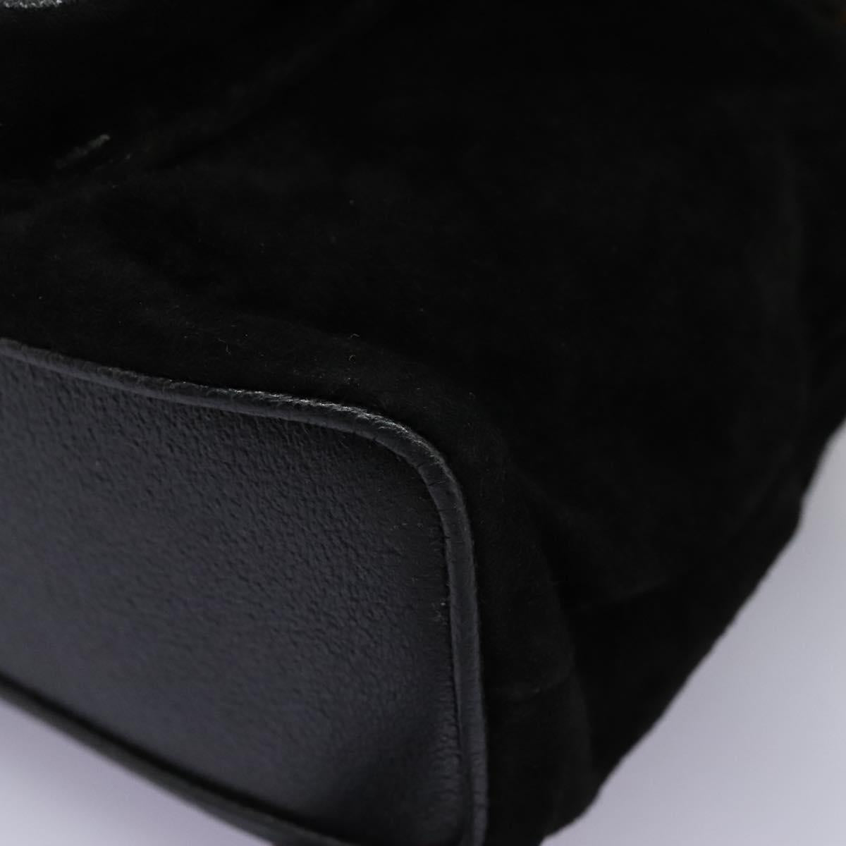 GUCCI Bamboo Backpack Suede Leather Black Gold 003 2058 0030 Auth nb098