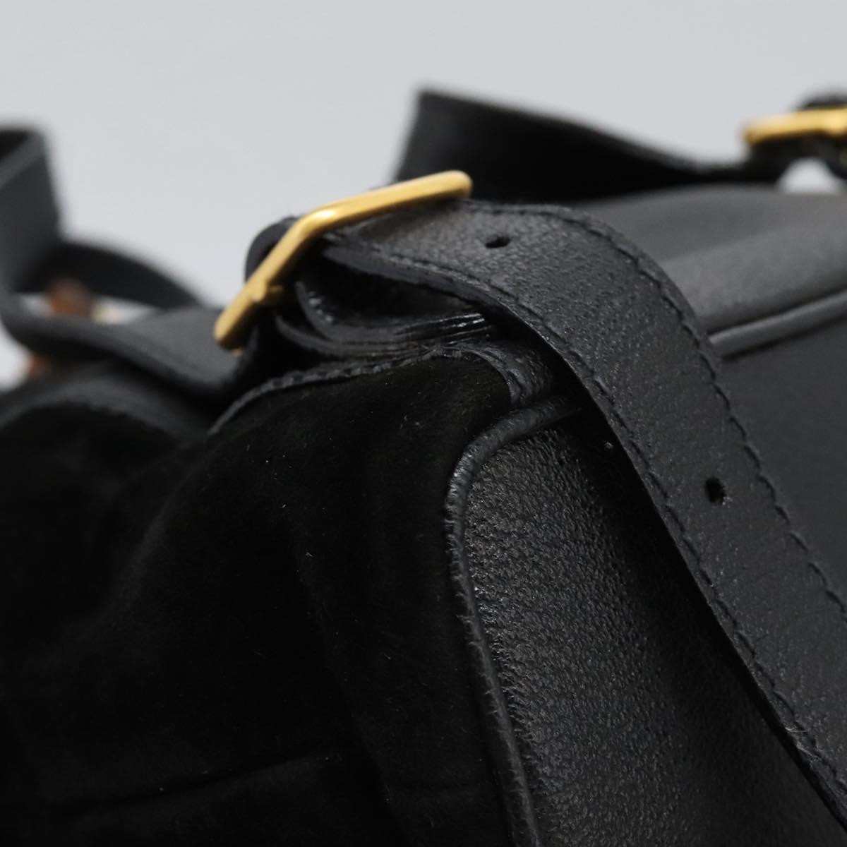 GUCCI Bamboo Backpack Suede Leather Black Gold 003 2058 0030 Auth nb098
