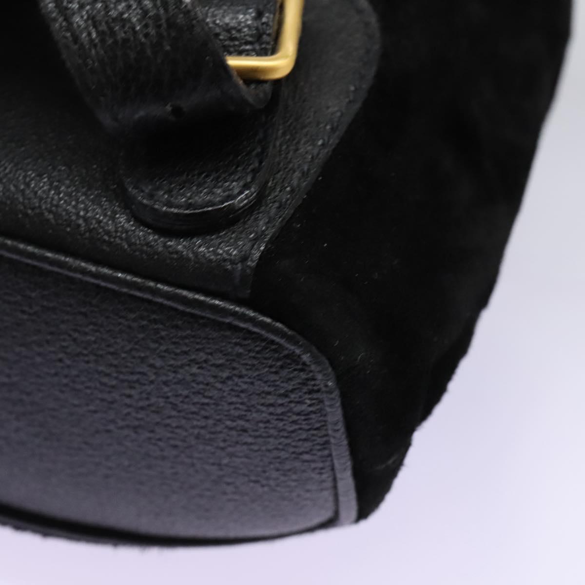 GUCCI Bamboo Backpack Suede Leather Black Gold 003 2058 0030 Auth nb098