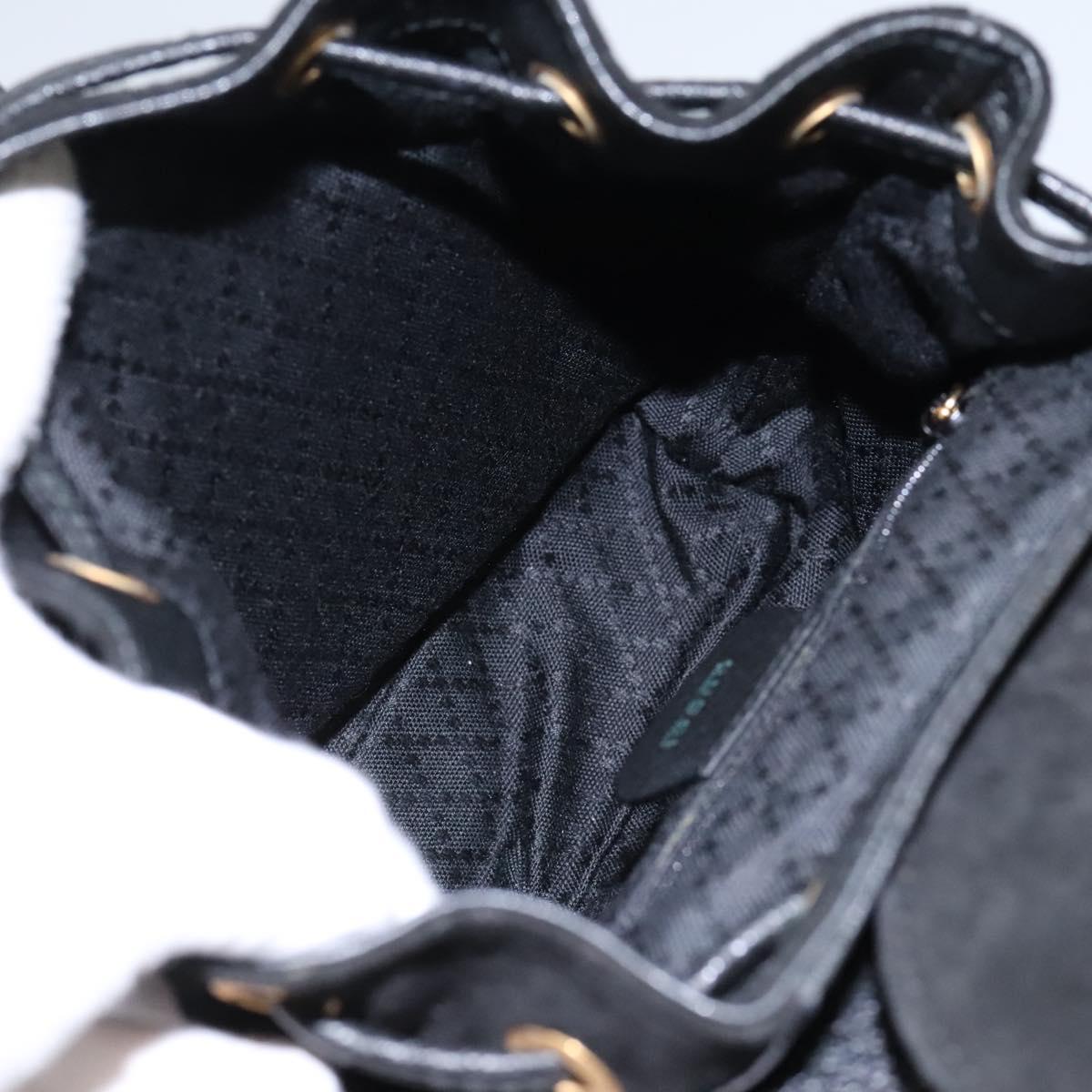 GUCCI Bamboo Backpack Suede Leather Black Gold 003 2058 0030 Auth nb098