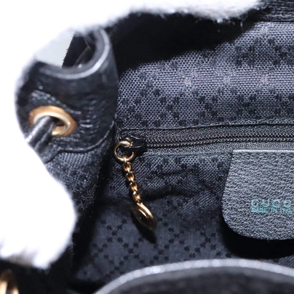 GUCCI Bamboo Backpack Suede Leather Black Gold 003 2058 0030 Auth nb098