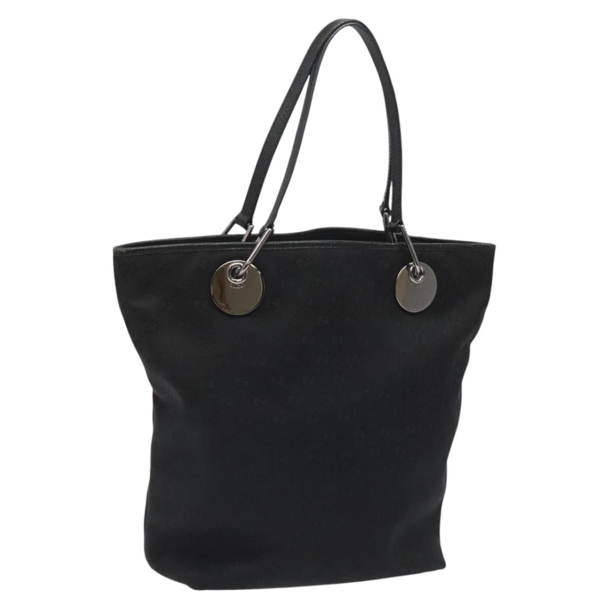 GUCCI GG Canvas Tote Bag Black Silver 120836 Auth nb105