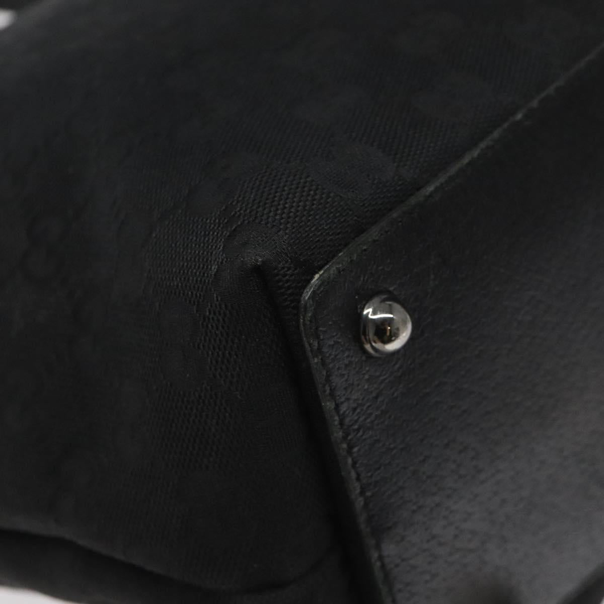 GUCCI GG Canvas Tote Bag Black Silver 120836 Auth nb105