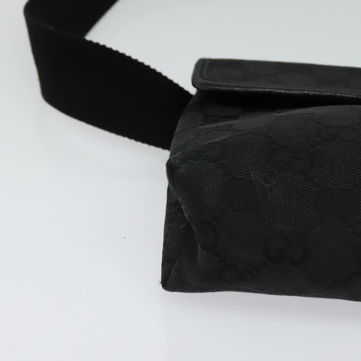 GUCCI GG Canvas Waist bag Black Silver 131236 Auth nb108