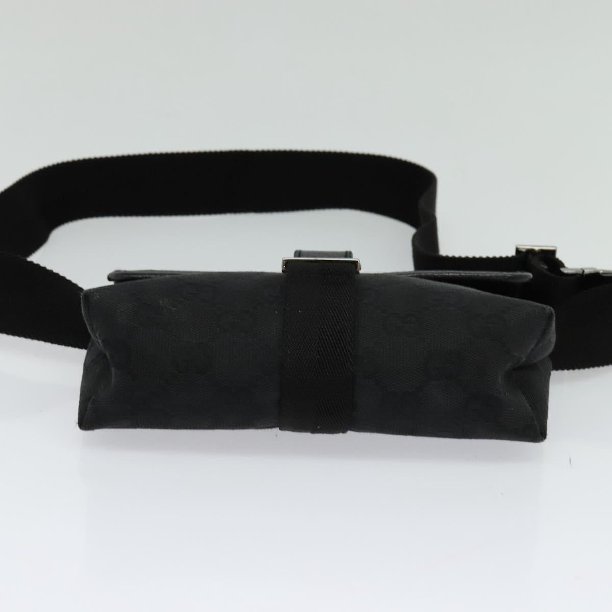 GUCCI GG Canvas Waist bag Black Silver 131236 Auth nb108
