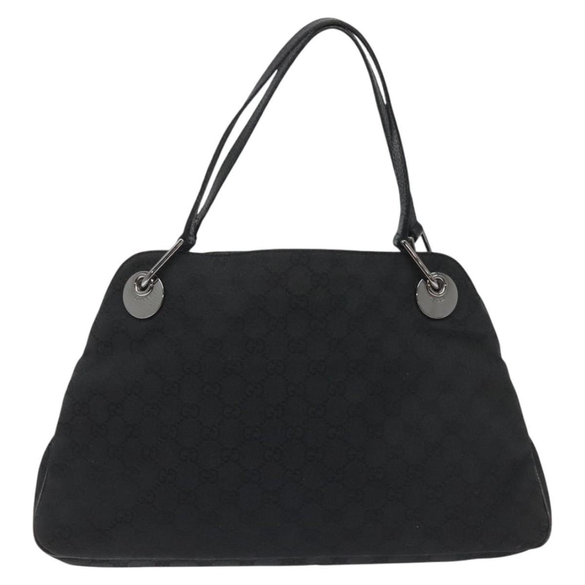 GUCCI GG Canvas Shoulder Bag Silver Black 121023 Auth nb110