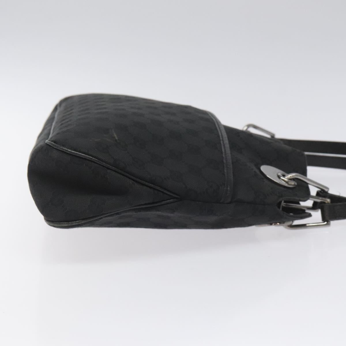 GUCCI GG Canvas Shoulder Bag Silver Black 121023 Auth nb110