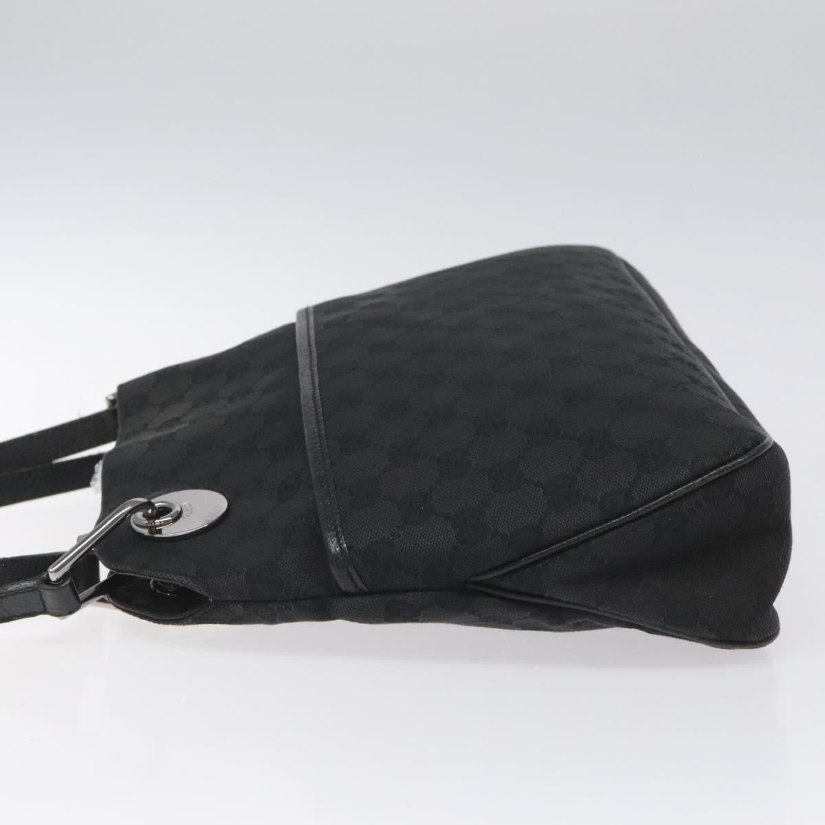 GUCCI GG Canvas Shoulder Bag Silver Black 121023 Auth nb110