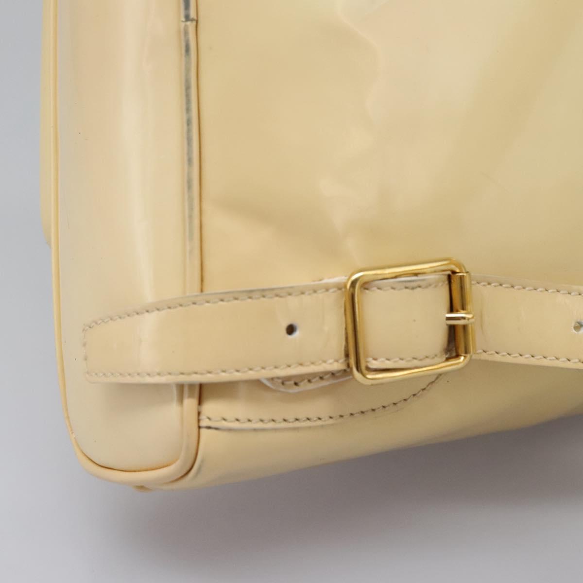 GUCCI Bamboo Backpack Patent leather Beige Gold 003 2058 0030 Auth nb115