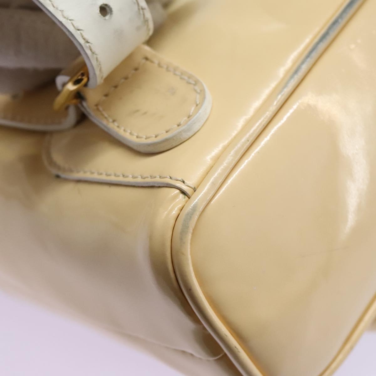 GUCCI Bamboo Backpack Patent leather Beige Gold 003 2058 0030 Auth nb115