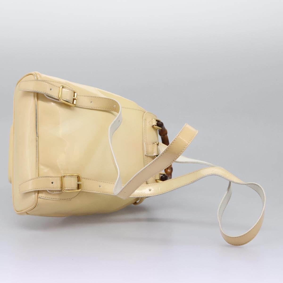 GUCCI Bamboo Backpack Patent leather Beige Gold 003 2058 0030 Auth nb115