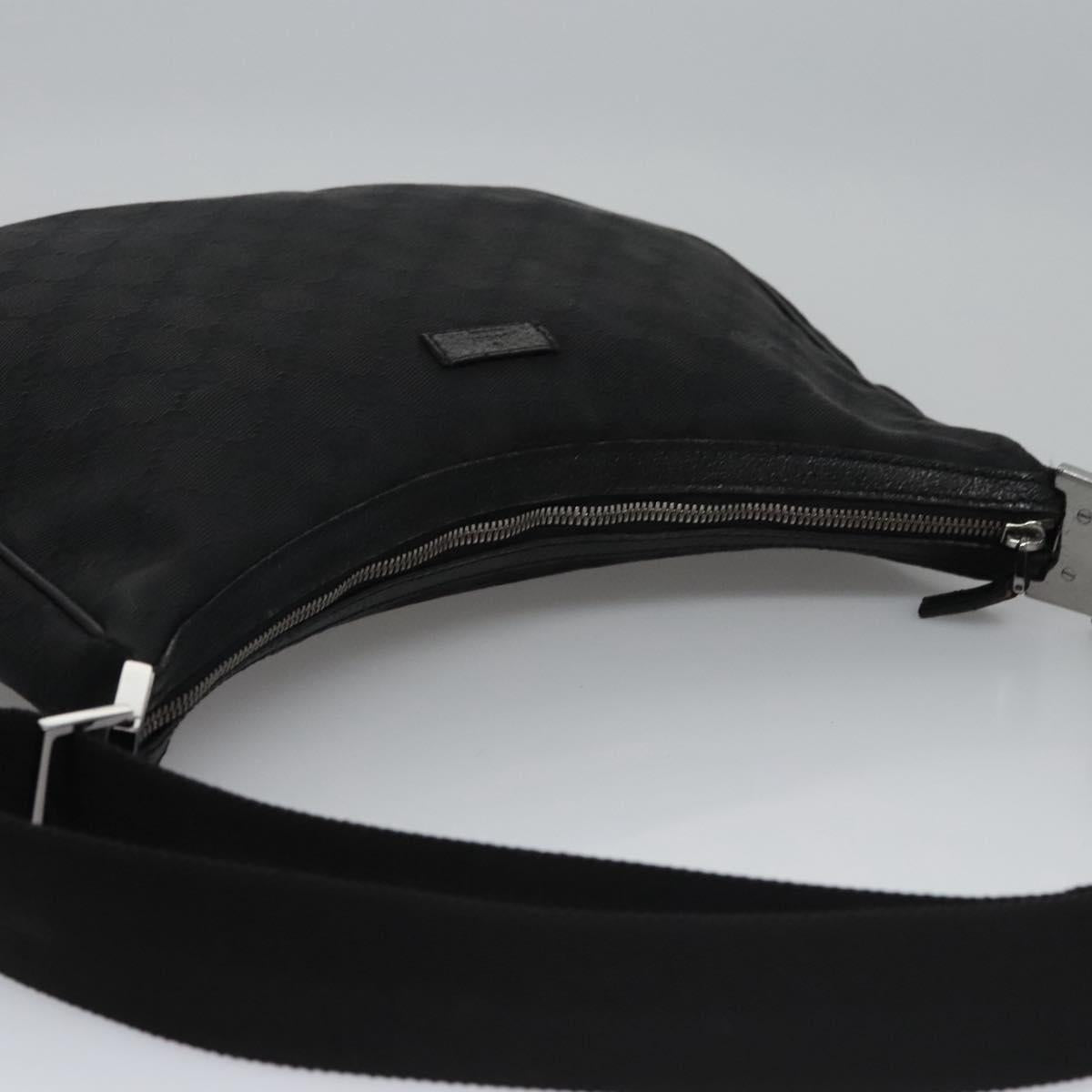 GUCCI GG Canvas Shoulder Bag Black Silver 122790 Auth nb120