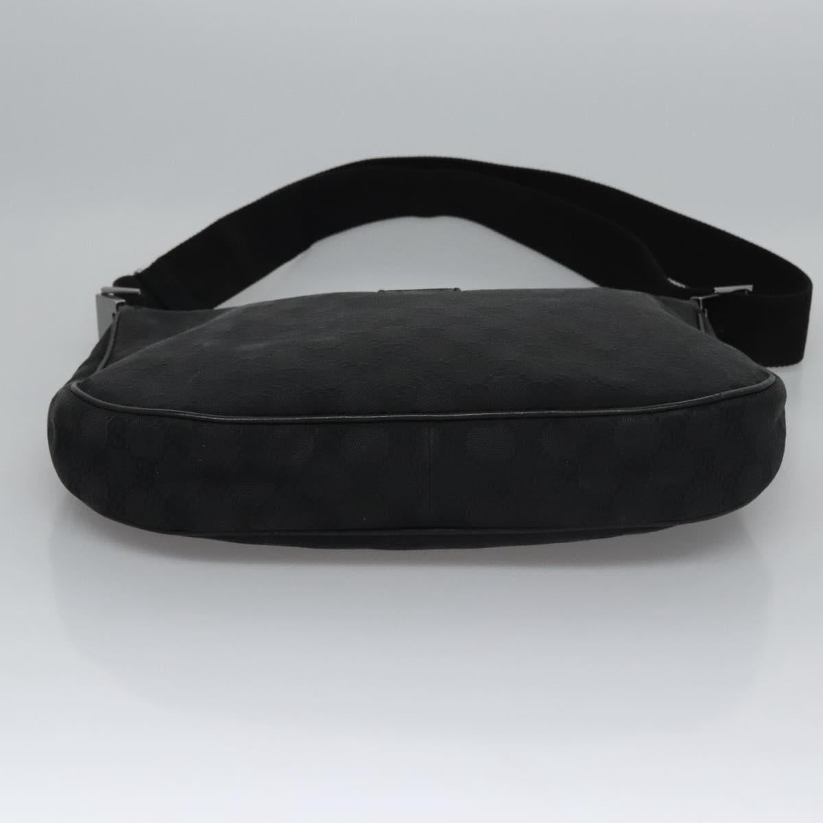GUCCI GG Canvas Shoulder Bag Black Silver 122790 Auth nb120