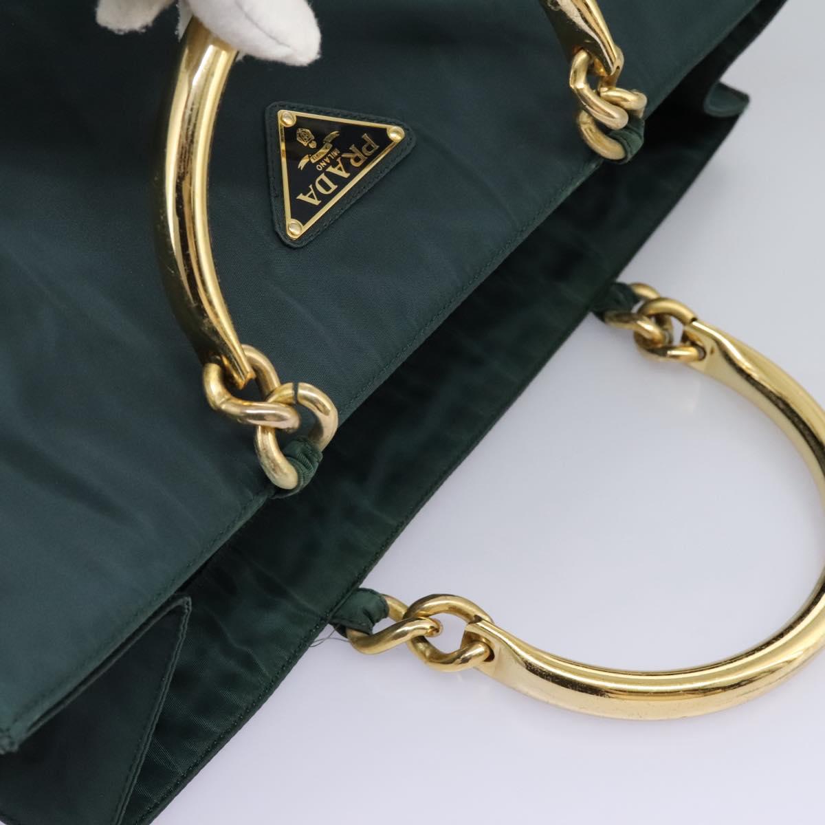 PRADA Hand Bag Nylon Khaki Auth nb125