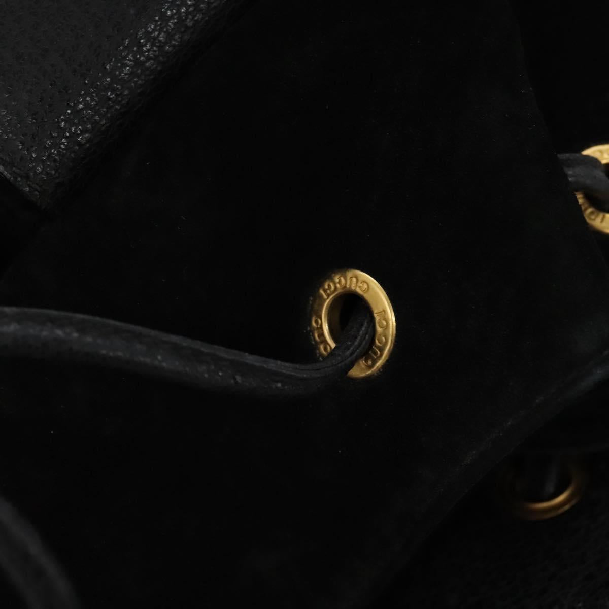 GUCCI Bamboo Backpack Suede Leather Black Gold 003 58 0016 Auth nb144