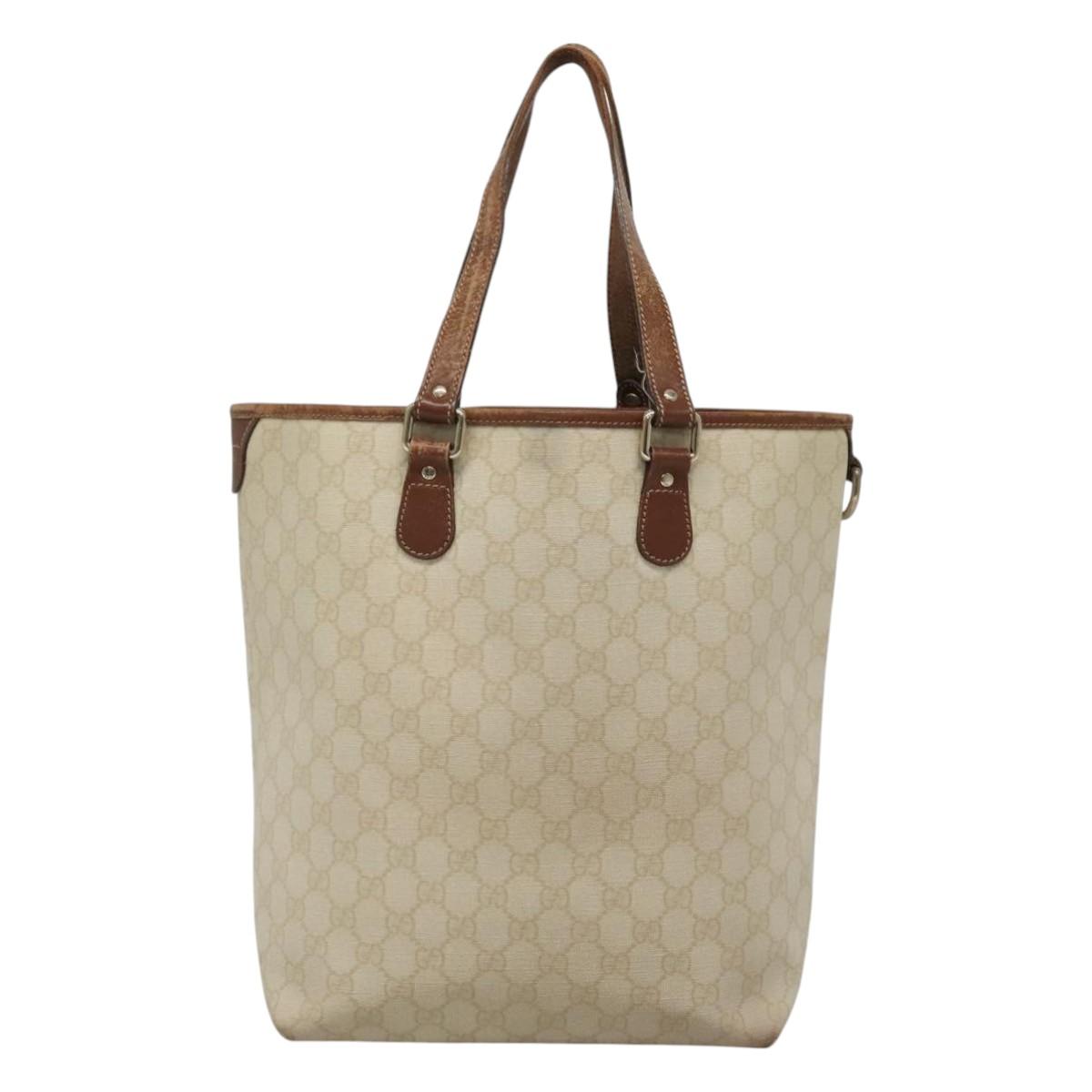 GUCCI GG Supreme Tote Bag PVC Leather White 189896 Auth nb175