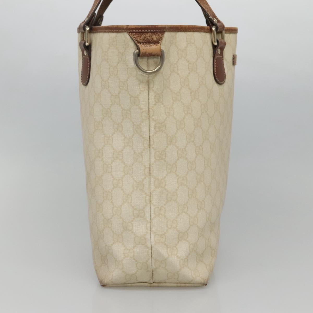 GUCCI GG Supreme Tote Bag PVC Leather White 189896 Auth nb175