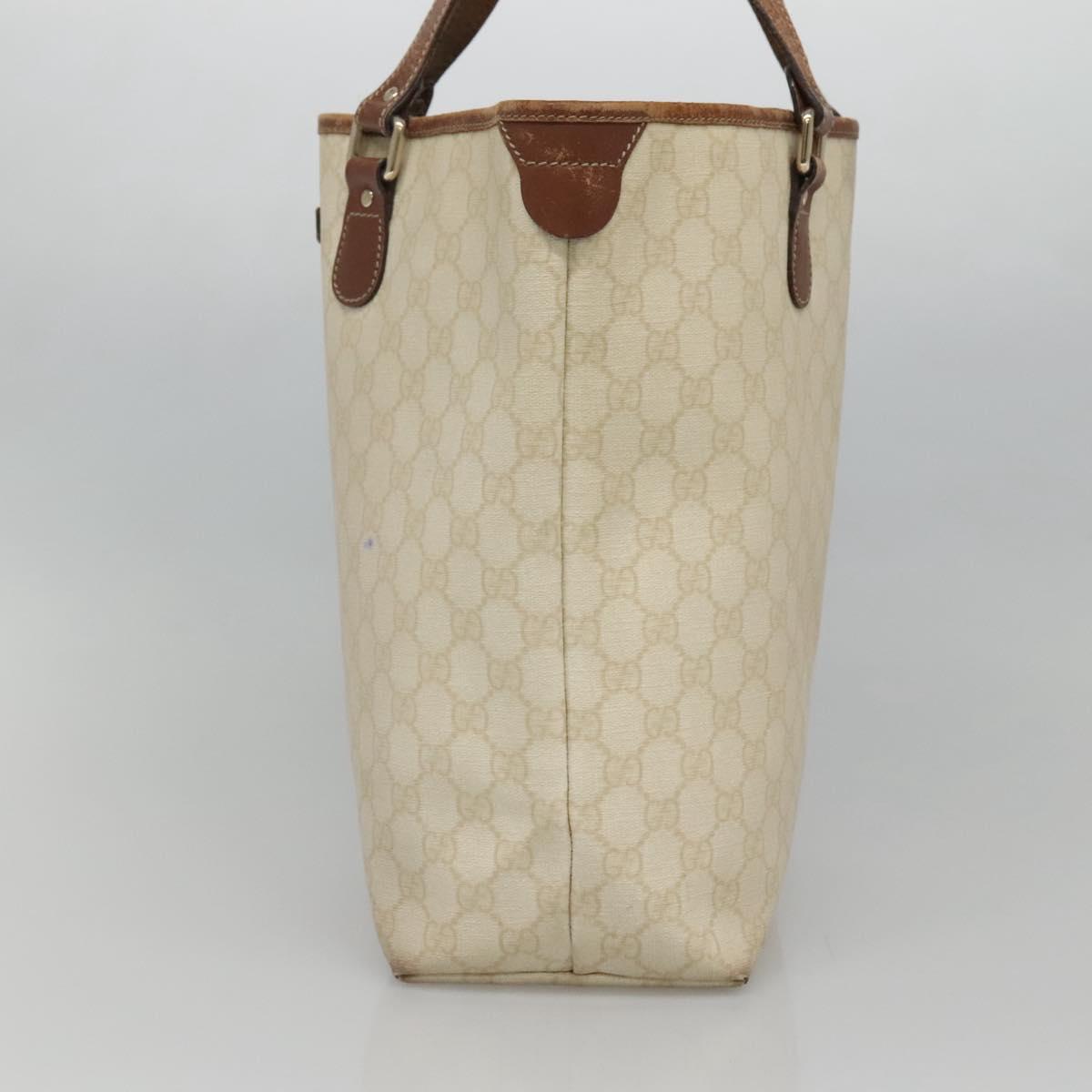 GUCCI GG Supreme Tote Bag PVC Leather White 189896 Auth nb175