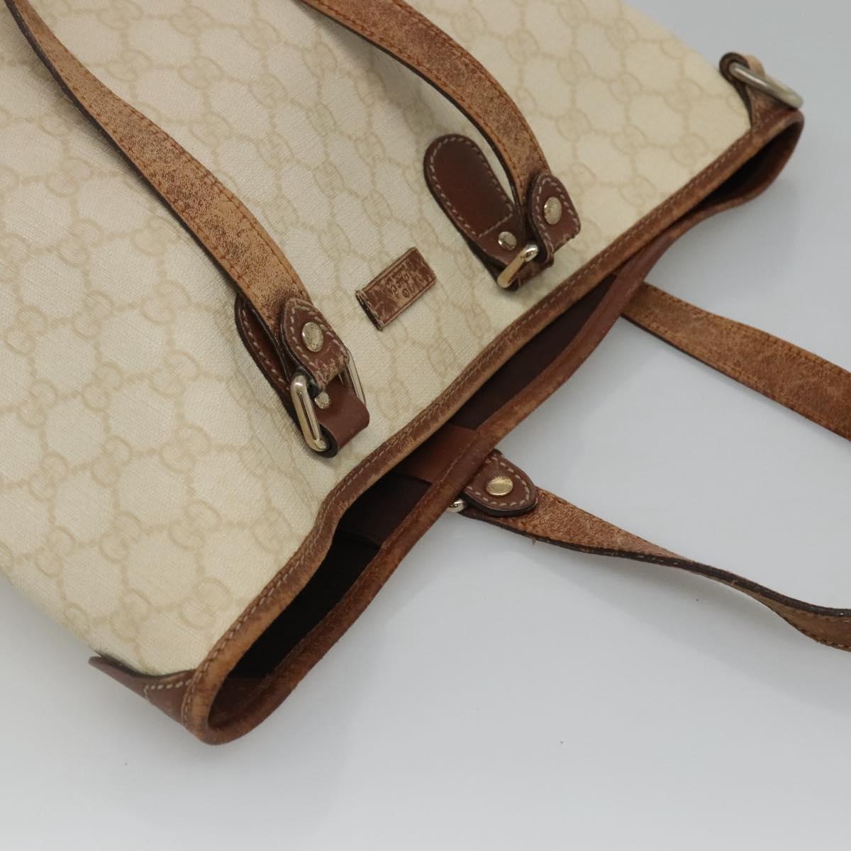 GUCCI GG Supreme Tote Bag PVC Leather White 189896 Auth nb175