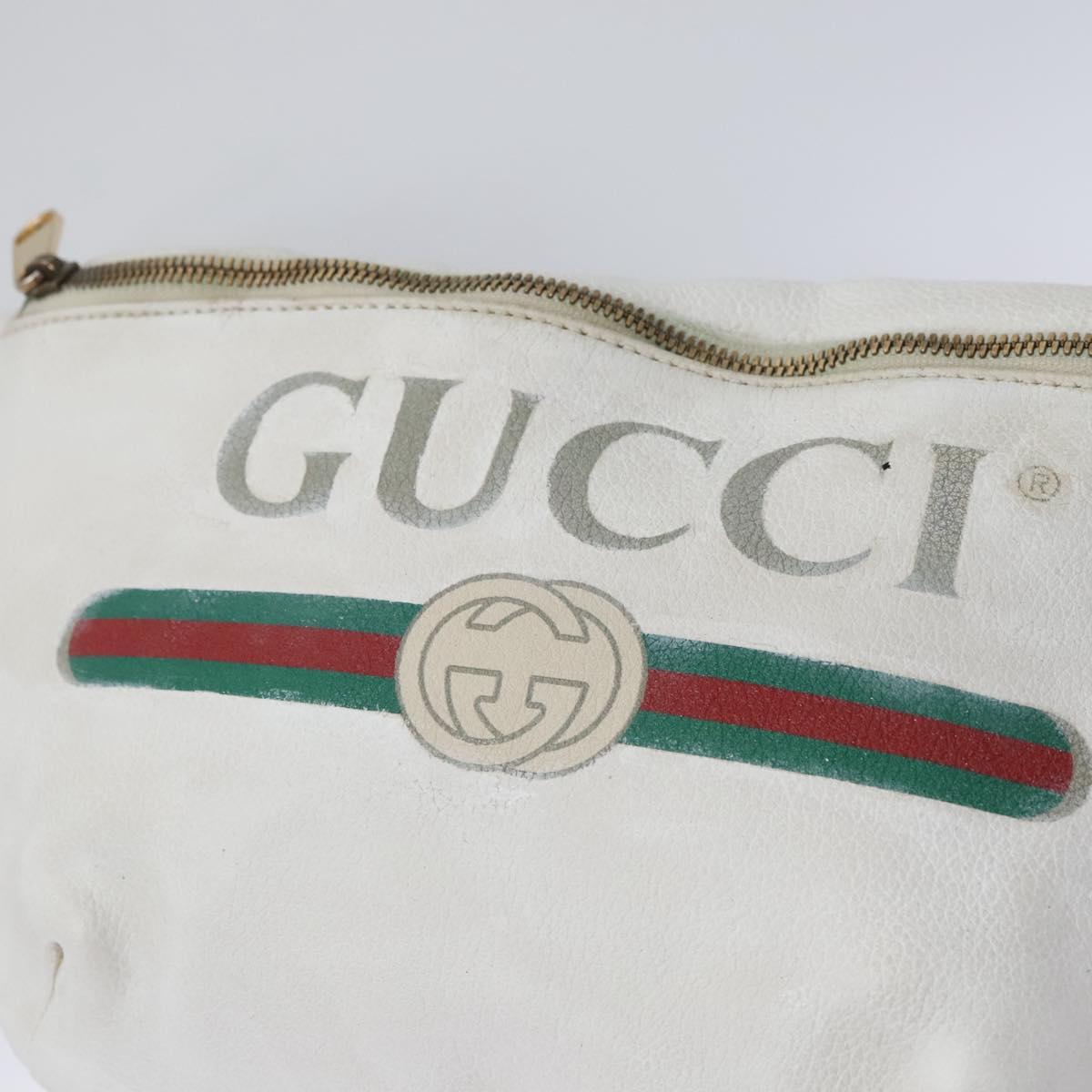GUCCI Sherry Line Shoulder Bag Leather White Red Navy 493869 Auth nb189