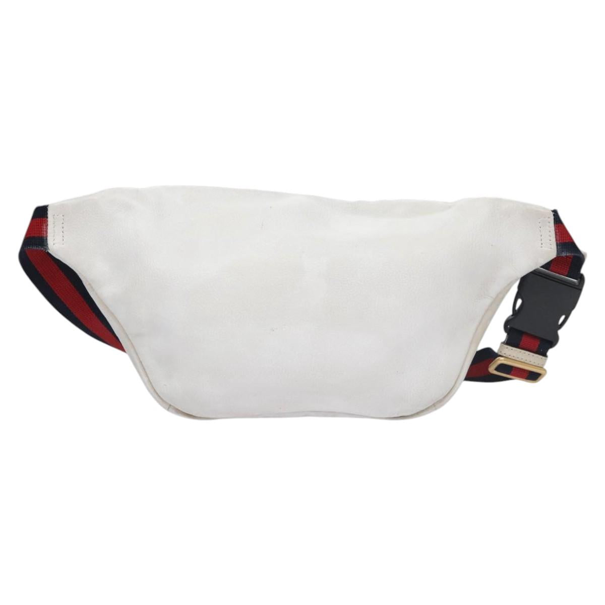 GUCCI Sherry Line Shoulder Bag Leather White Red Navy 493869 Auth nb189