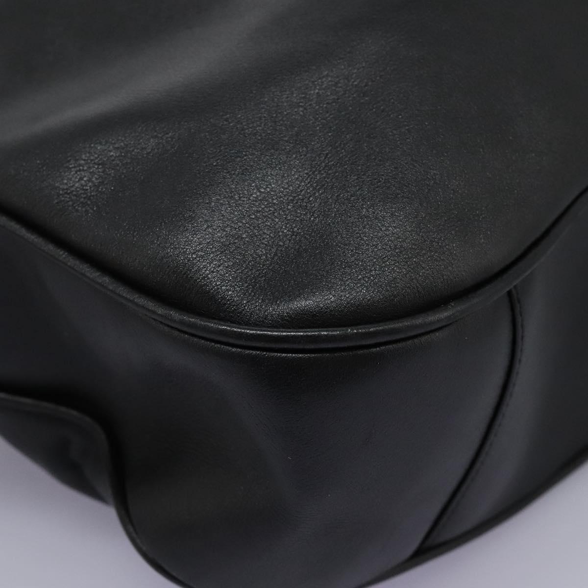 GUCCI Bamboo Hand Bag Leather 2way Black Gold 001 1014 1577 0 Auth nb190
