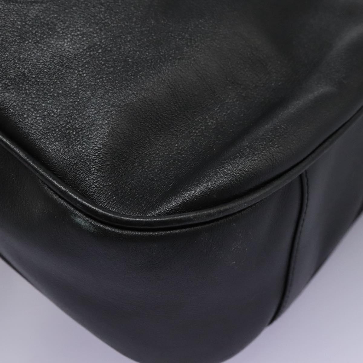 GUCCI Bamboo Hand Bag Leather 2way Black Gold 001 1014 1577 0 Auth nb190