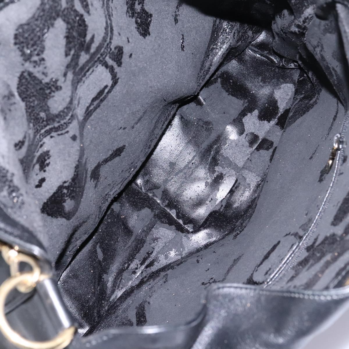 GUCCI Bamboo Hand Bag Leather 2way Black Gold 001 1014 1577 0 Auth nb190