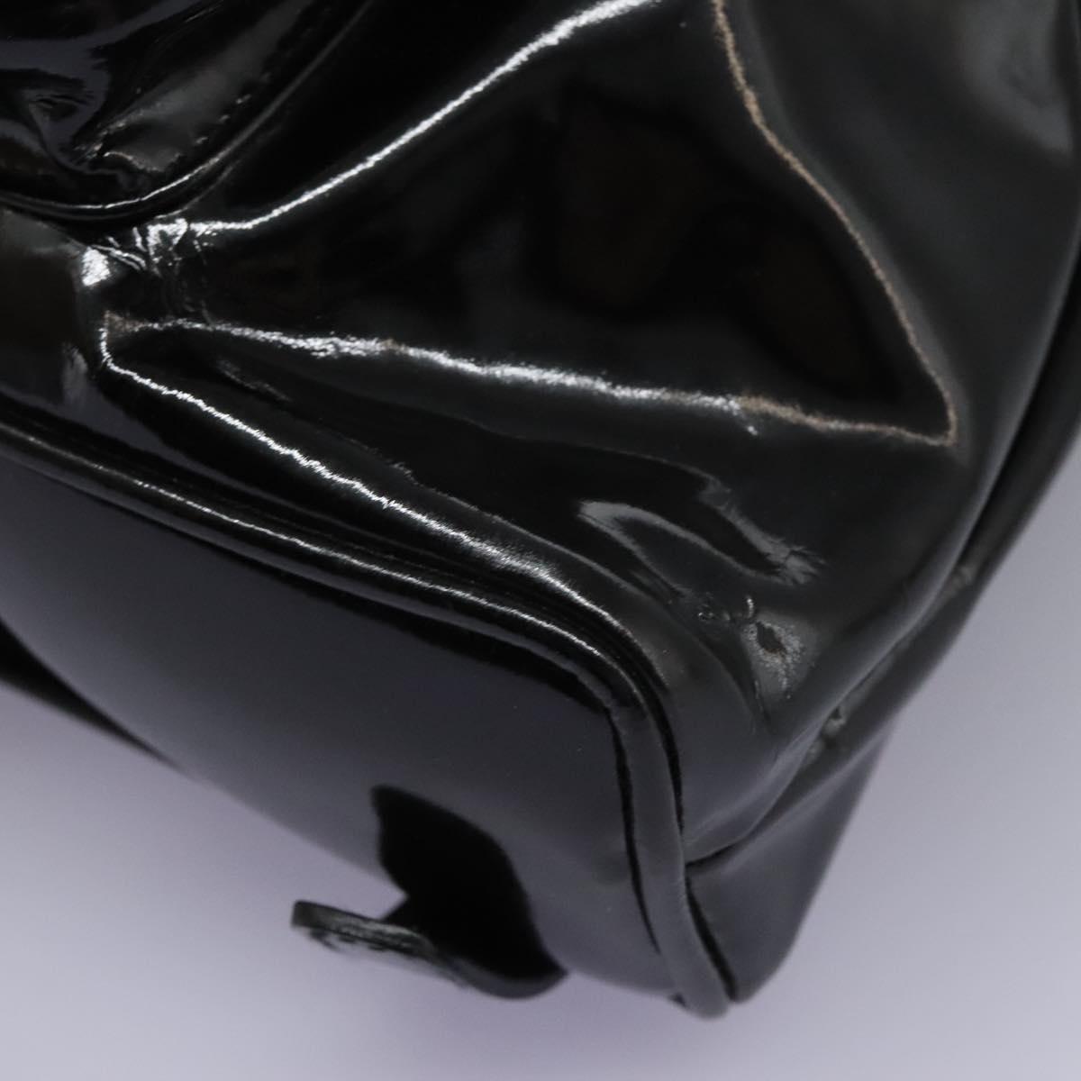 GUCCI Bamboo Backpack Patent leather Black Gold 003 2058 0030 Auth nb200
