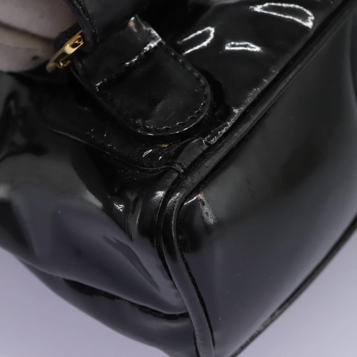 GUCCI Bamboo Backpack Patent leather Black Gold 003 2058 0030 Auth nb200