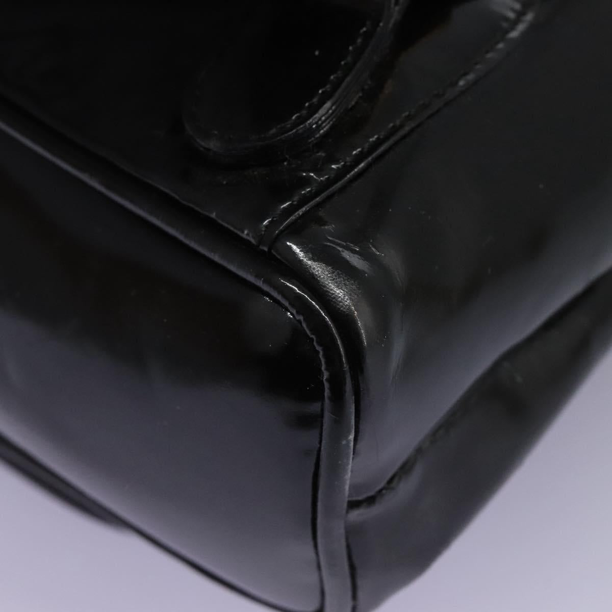 GUCCI Bamboo Backpack Patent leather Black Gold 003 2058 0030 Auth nb200