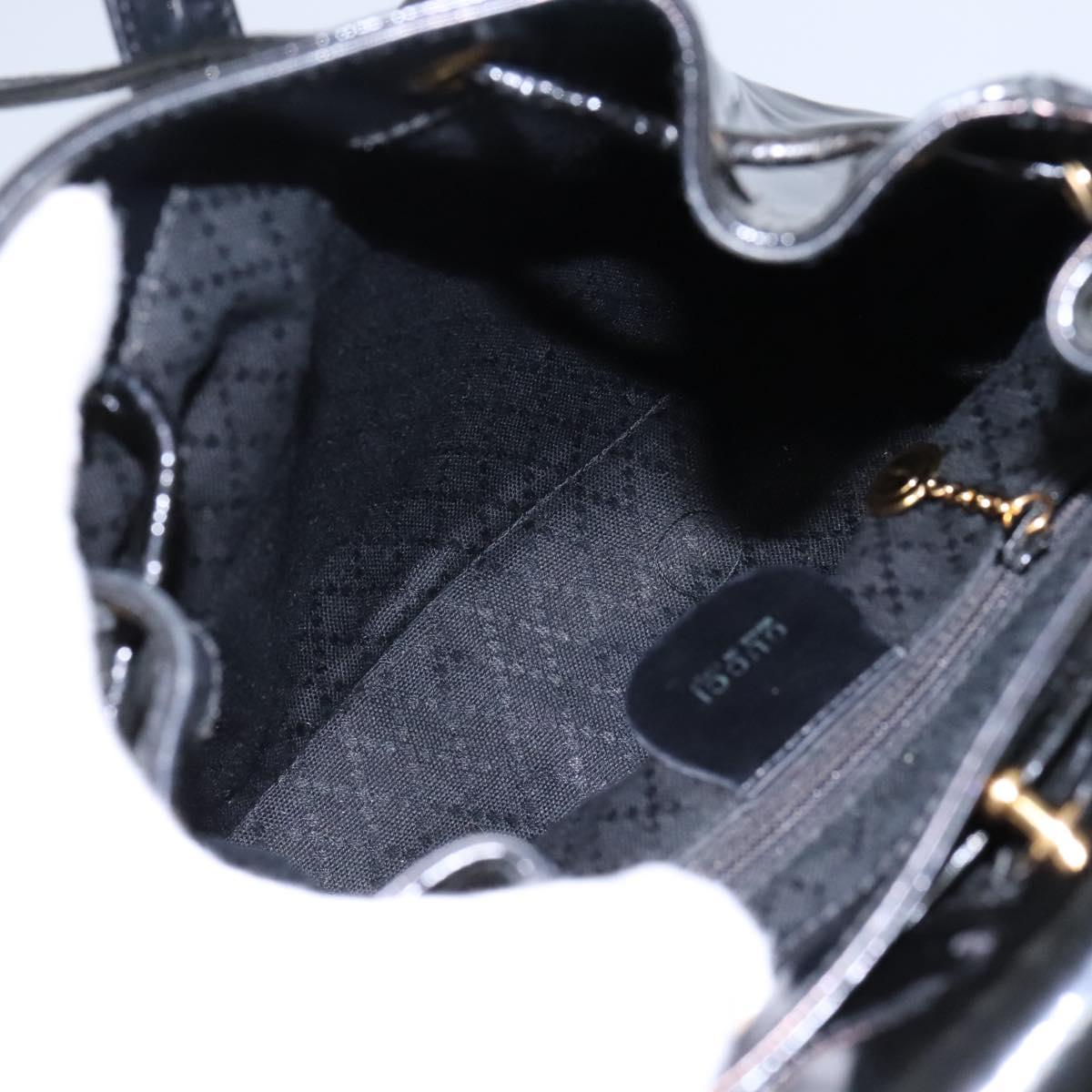 GUCCI Bamboo Backpack Patent leather Black Gold 003 2058 0030 Auth nb200