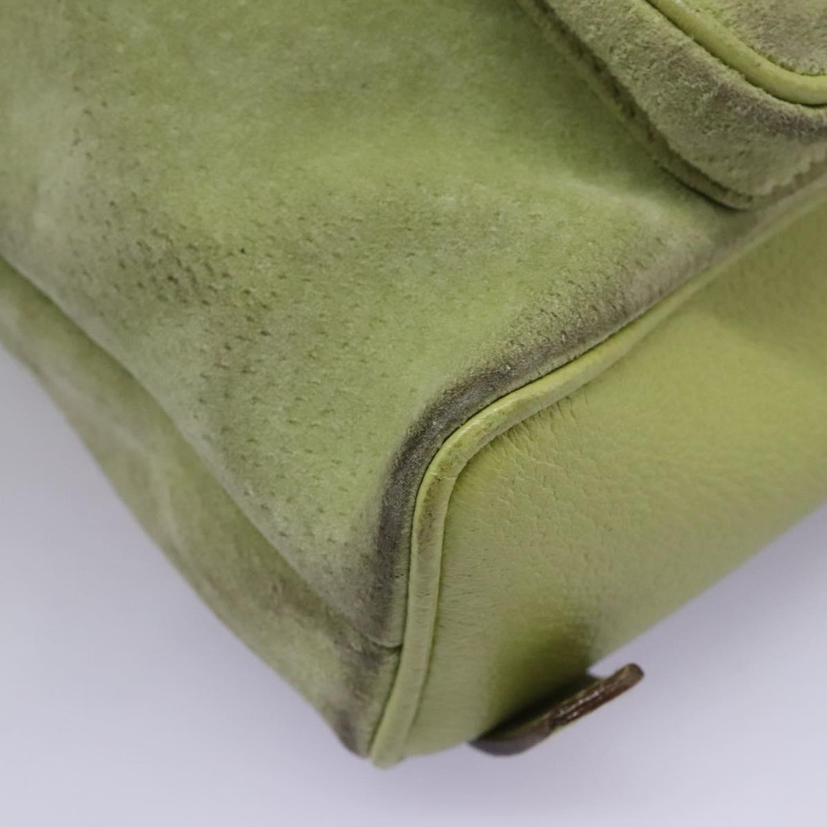 GUCCI Bamboo Backpack Suede Leather Green Gold 003 1956 0030 Auth nb201
