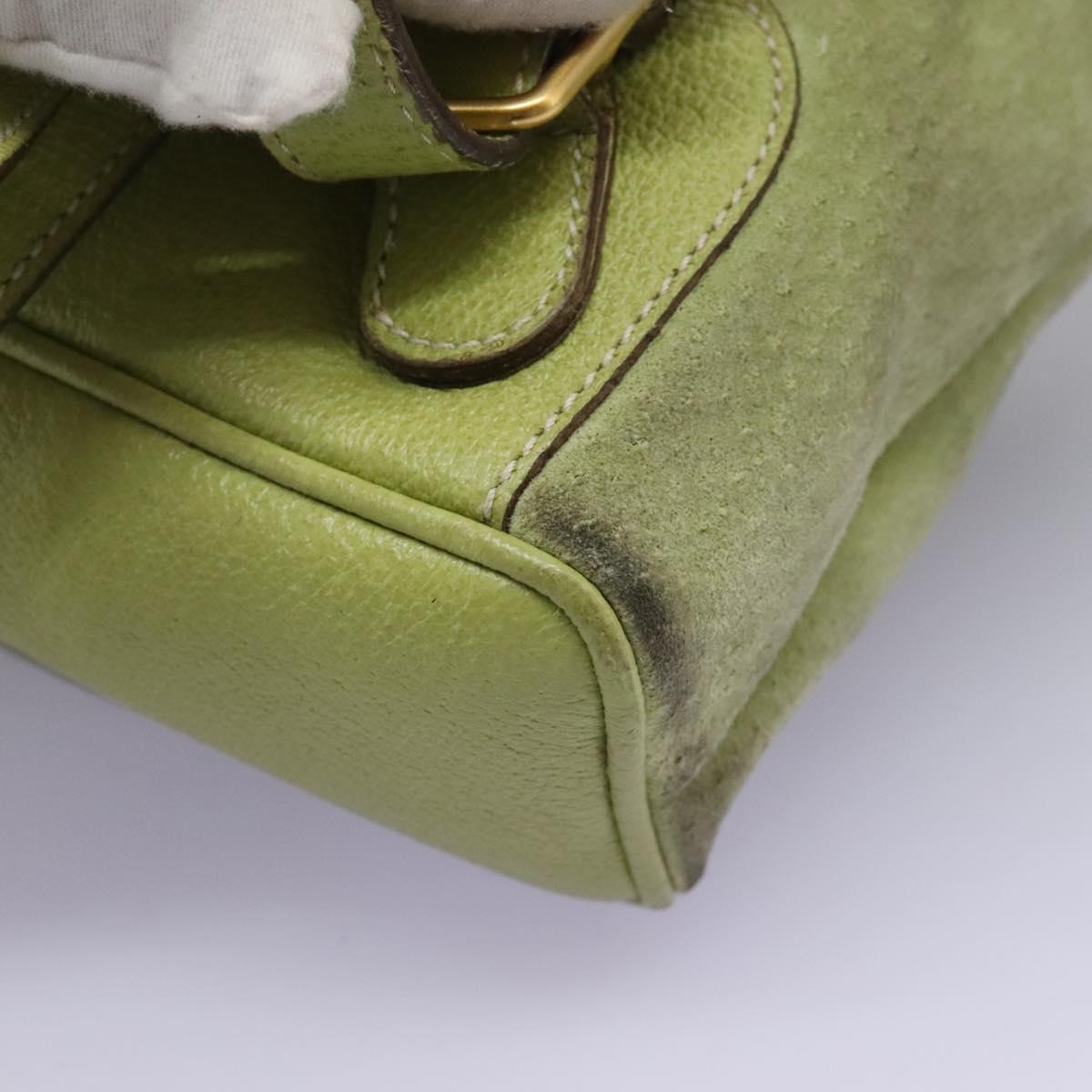 GUCCI Bamboo Backpack Suede Leather Green Gold 003 1956 0030 Auth nb201